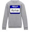 Дитячий світшот Hello my name is Anton Сірий меланж Дитячий світшот Hello my name is Anton Сірий меланж фото