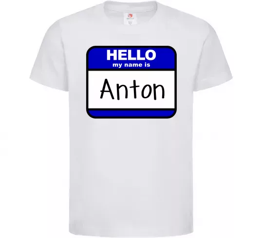 Детская футболка Hello my name is Anton Белый фото