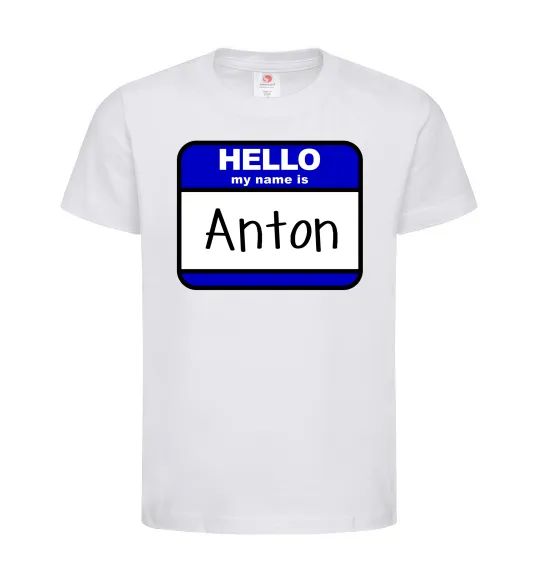 Дитяча футболка Hello my name is Anton Білий фото