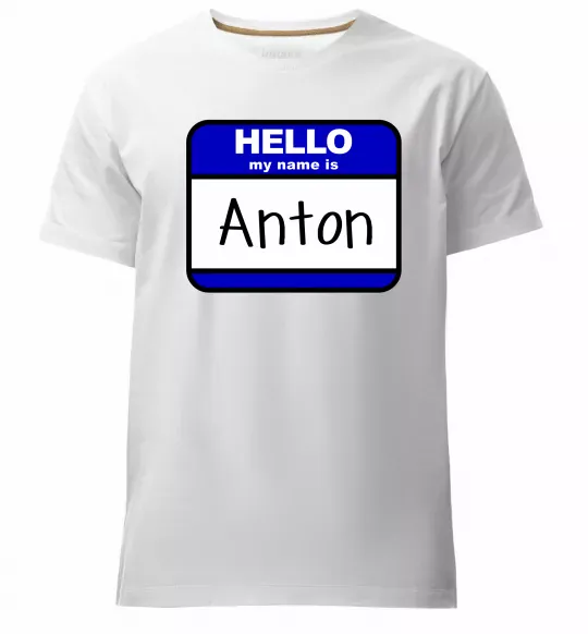 Чоловіча преміум футболка Hello my name is Anton Білий фото
