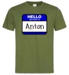 Чоловіча футболка Hello my name is Anton Оливковий фото
