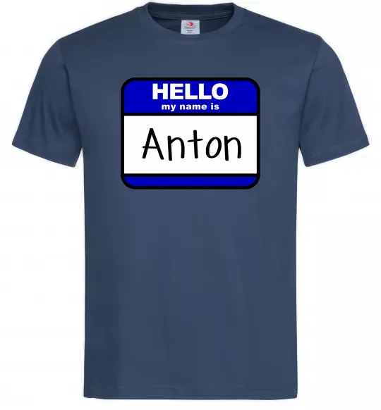 Чоловіча футболка Hello my name is Anton Темно-синій фото