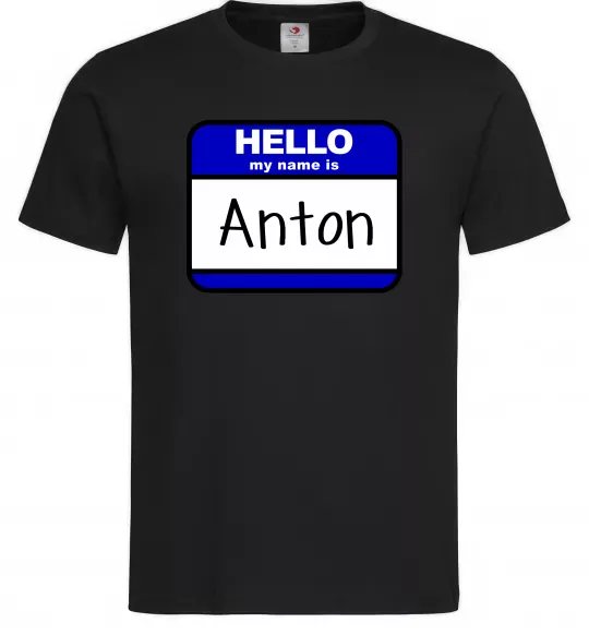 Чоловіча футболка Hello my name is Anton Чорний фото