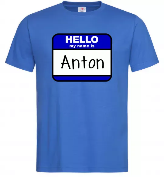 Чоловіча футболка Hello my name is Anton Яскраво-синій фото