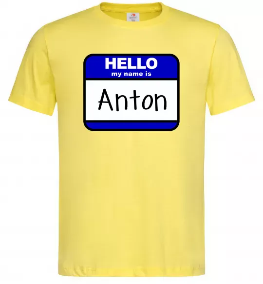Чоловіча футболка Hello my name is Anton Лимонний фото