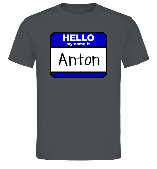 Чоловіча футболка Hello my name is Anton Графіт фото