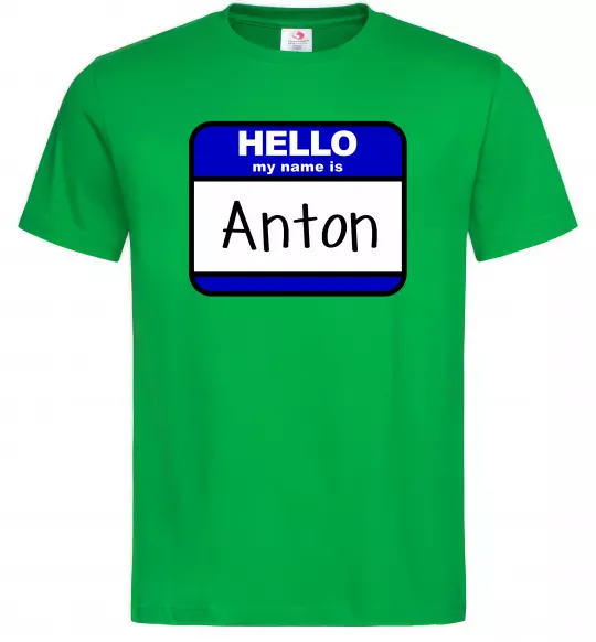 Чоловіча футболка Hello my name is Anton Зелений фото