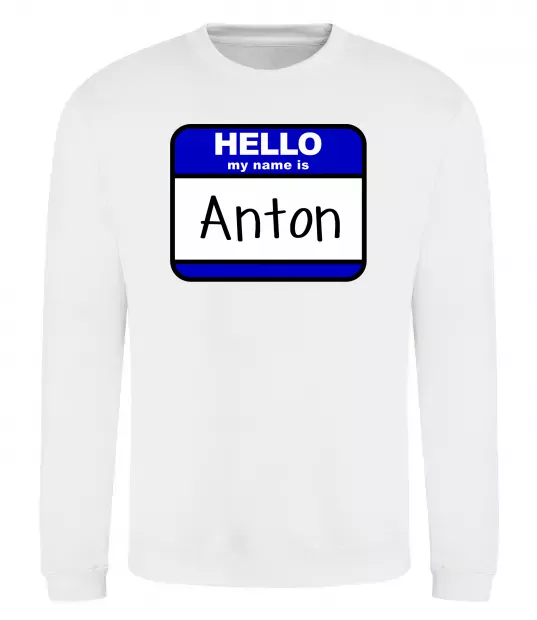 Свитшот Hello my name is Anton Белый фото