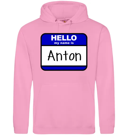 Чоловіча толстовка (худі) Hello my name is Anton Рожевий фото