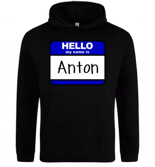 Чоловіча толстовка (худі) Hello my name is Anton Чорний фото