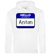 Чоловіча толстовка (худі) Hello my name is Anton Білий фото