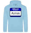Чоловіча толстовка (худі) Hello my name is Anton Блакитний фото