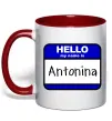 Чашка з кольоровою ручкою Hello my name is Antonina Червоний Чашка з кольоровою ручкою Hello my name is Antonina Червоний фото