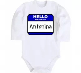 Дитячий бодік Hello my name is Antonina Білий фото
