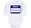 Детский боди Hello my name is Antonina Белый фото