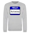 Світшот Hello my name is Antonina Сірий меланж фото