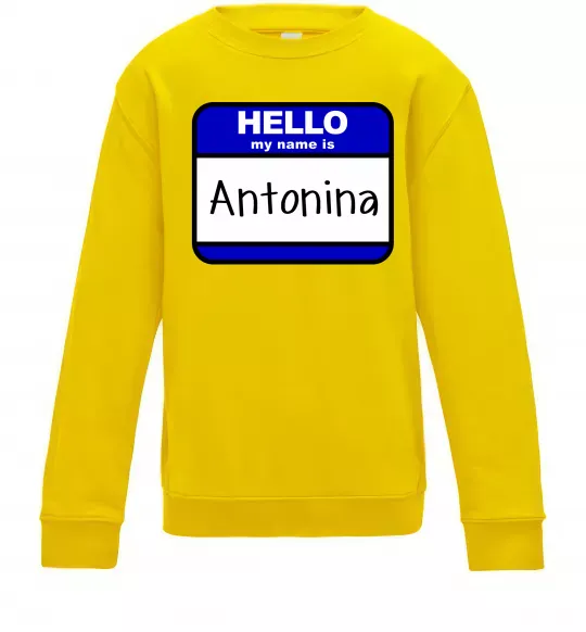 Детский Свитшот Hello my name is Antonina Солнечно желтый фото
