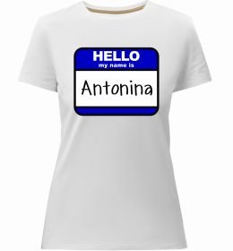 Жіноча преміум футболка Hello my name is Antonina