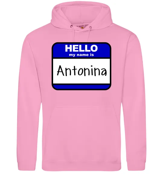 Женская толстовка (худи) Hello my name is Antonina Розовый фото