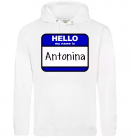 Жіноча толстовка (худі) Hello my name is Antonina Білий фото