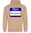Женская толстовка (худи) Hello my name is Antonina Песочный фото