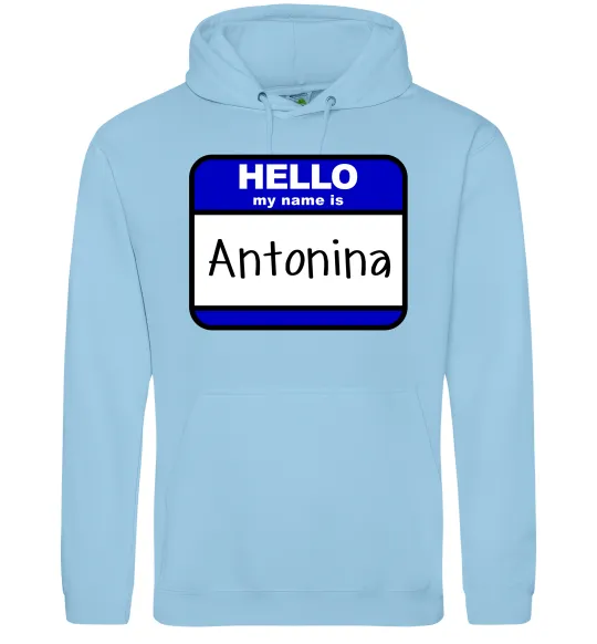 Женская толстовка (худи) Hello my name is Antonina Голубой фото