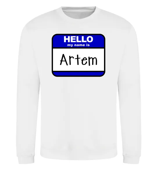 Світшот Hello my name is Artem Білий фото