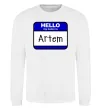 Світшот Hello my name is Artem Білий фото