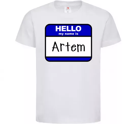 Детская футболка Hello my name is Artem Белый фото