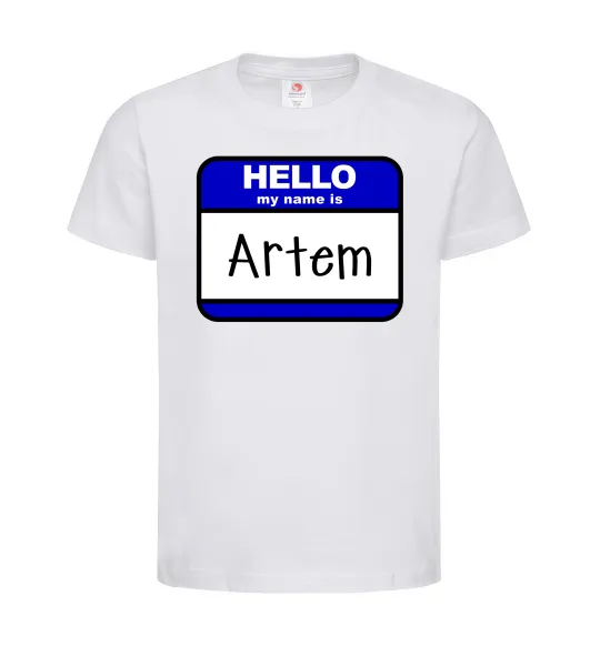 Детская футболка Hello my name is Artem Белый фото