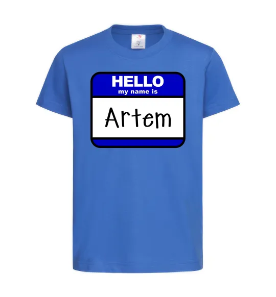 Детская футболка Hello my name is Artem Ярко-синий фото