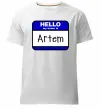 Чоловіча преміум футболка Hello my name is Artem Білий фото