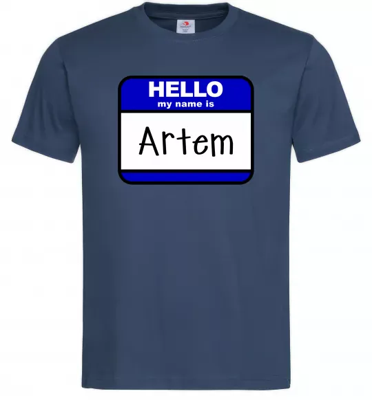 Чоловіча футболка Hello my name is Artem Темно-синій фото