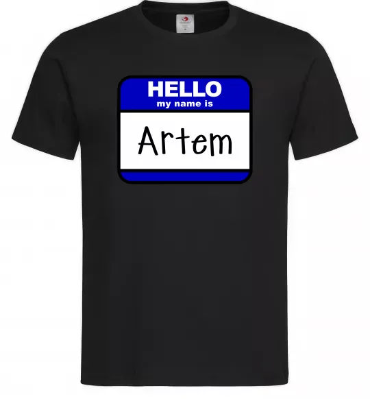 Чоловіча футболка Hello my name is Artem Чорний фото