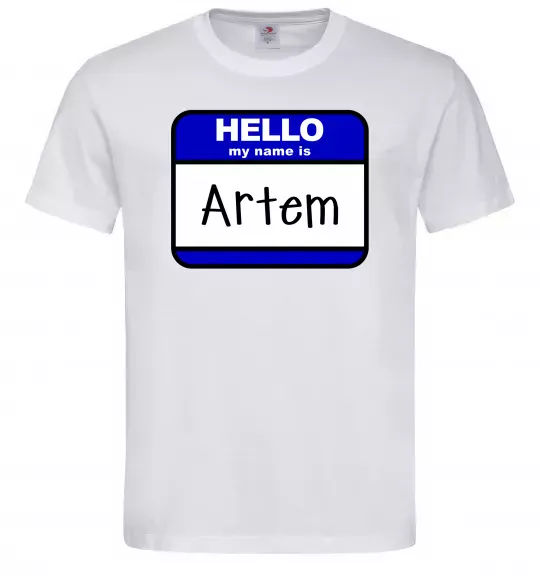 Чоловіча футболка Hello my name is Artem Білий фото
