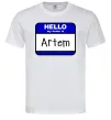 Чоловіча футболка Hello my name is Artem Білий фото