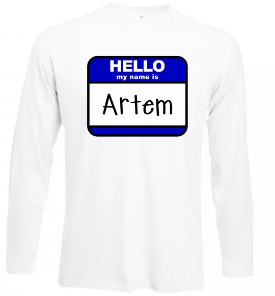 Лонгслів Hello my name is Artem Білий фото