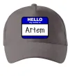 Кепка Hello my name is Artem Серый фото
