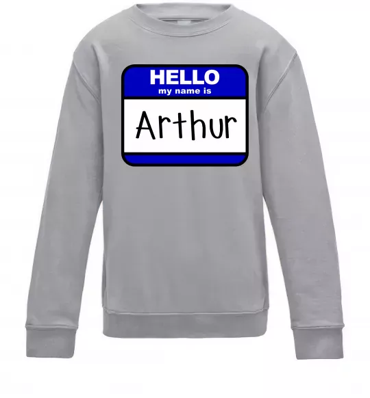 Дитячий світшот Hello my name is Arthur Сірий меланж фото