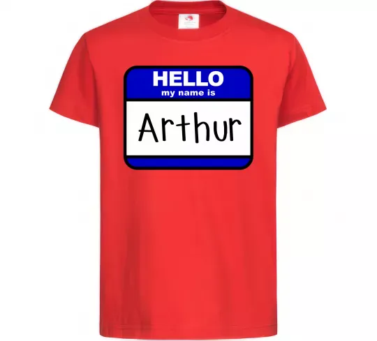 Детская футболка Hello my name is Arthur Красный фото