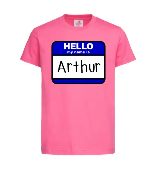 Детская футболка Hello my name is Arthur Ярко-розовый фото