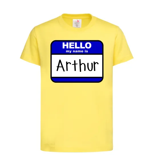 Детская футболка Hello my name is Arthur Лимонный фото
