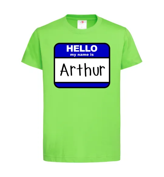 Детская футболка Hello my name is Arthur Лаймовый фото