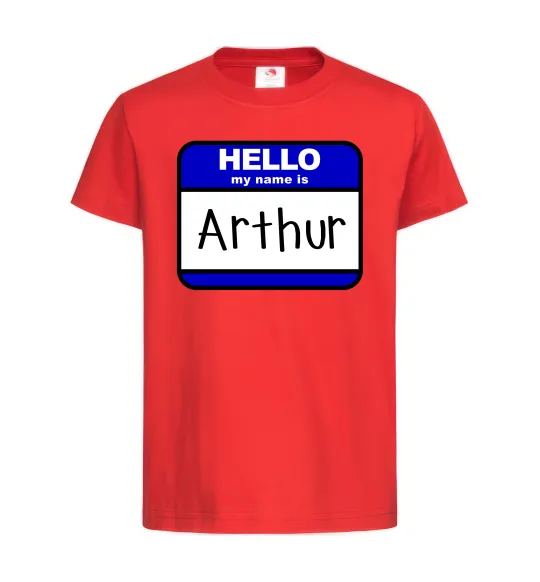 Детская футболка Hello my name is Arthur Красный фото