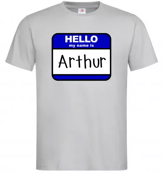 Мужская футболка Hello my name is Arthur Серый фото
