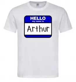Мужская футболка Hello my name is Arthur Белый фото