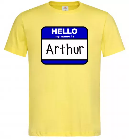 Мужская футболка Hello my name is Arthur Лимонный фото