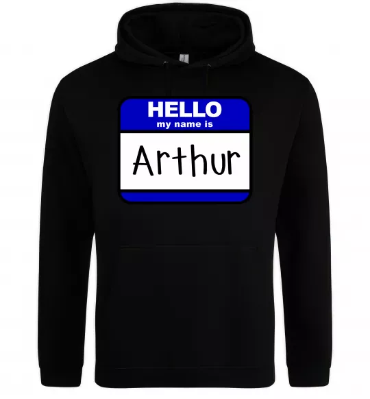 Мужская толстовка (худи) Hello my name is Arthur Черный фото