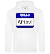 Мужская толстовка (худи) Hello my name is Arthur Белый фото