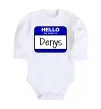 Дитячий бодік Hello my name is Denys Білий фото